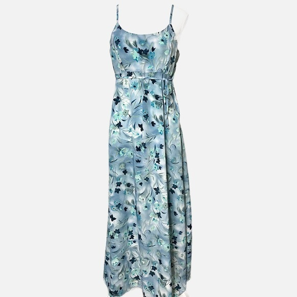 Vintage Dresses & Skirts - Next Up Vintage Juniors‎ Y2K Blue Floral Maxi Spaghetti Straps Dress